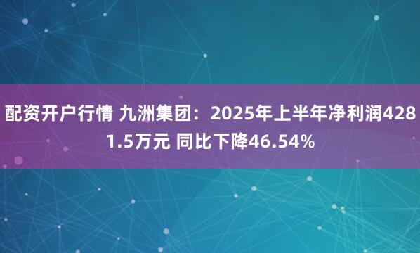 配资开户行情 九洲集团：2025年上半年净利润4281.5万元 同比下降46.54%